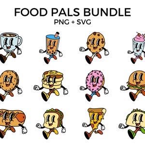 Food Pals SVG Bundle, Food Bundle, Food Cricut, Breakfast, Lunch, Dinner, PNG Designs, Food Designs Bundle