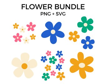 Flower SVG Bundle, Flower Designs, Flower Power, Flower PNG, Daisy, Cricut Bundle, Cutting Designs, Scrapbooking, Flower Crafts