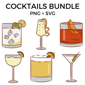 Pacchetto SVG cocktail, Clipart pacchetto drink cocktail, Clipart cocktail, Pacchetto Cricut cocktail, Pacchetto PNG cocktail
