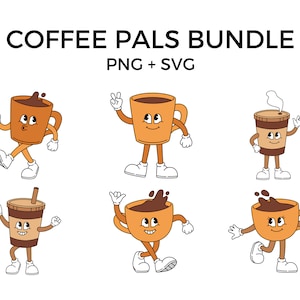 Coffee Pals, Coffee SVG Bundle, Coffee Art, Black Coffee, Iced Coffee SVG, Coffee PNG, Coffee Clipart, Coffee Characters, Scrapbooking