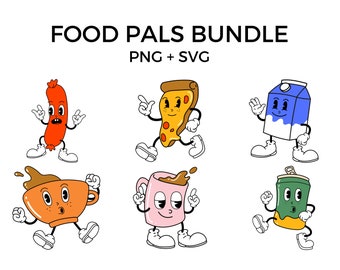 Food Cartoon Bundle , Food SVG, Breakfast Designs, Lunch Clip Art, Dinner PNG, Cricut Designs, Food SVG Bundle