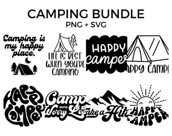 Camping SVG Bundle, Vacation SVG, Happy Camper, Camping Clipart, Travel SVG, Vacation Art, Camping Art