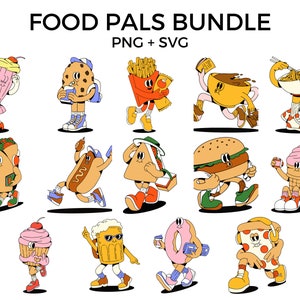 Food Cartoons, Food SVG, Breakfast Designs, Lunch Clip Art, Dinner PNG, Cricut Designs, Food SVG Bundle, Food & Drink Art