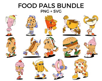 Food Cartoons, Food SVG, Breakfast Designs, Lunch Clip Art, Dinner PNG, Cricut Designs, Food SVG Bundle, Food & Drink Art