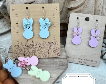 Marshmallow Easter Bunny Earrings and charm Digital SVG file. *Digital* file