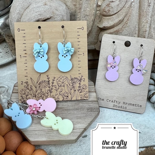 Marshmallow Easter Bunny Earrings and charm Digital SVG file. *Digital* file