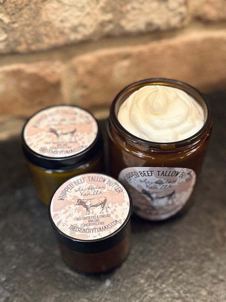 100 Grass Fed & Finished Rendered Whipped Beef Tallow Body Butter Nongmo Antibiotic Free Suet