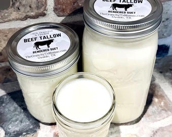 Organic Grass Fed & Finished Beef Tallow - Rendered Suet – USA Sourced