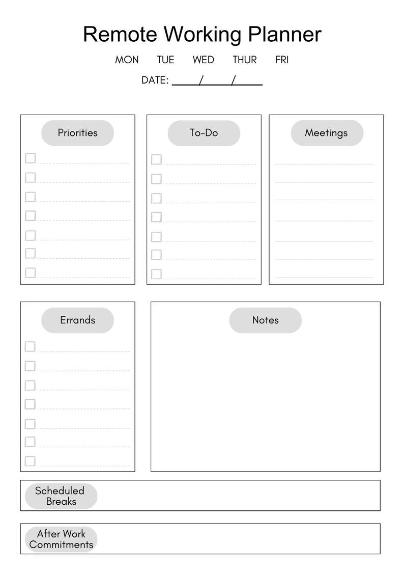 Minimalist Remote Working Planner - Etsy