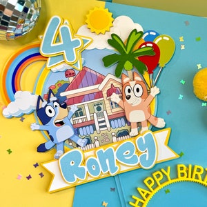 Decorazione per torta a forma di cane blu/Bluey e Bingo/Decorazione per festa di compleanno di Bluey/Decorazione per festa di Bingo/Decorazione Bluey