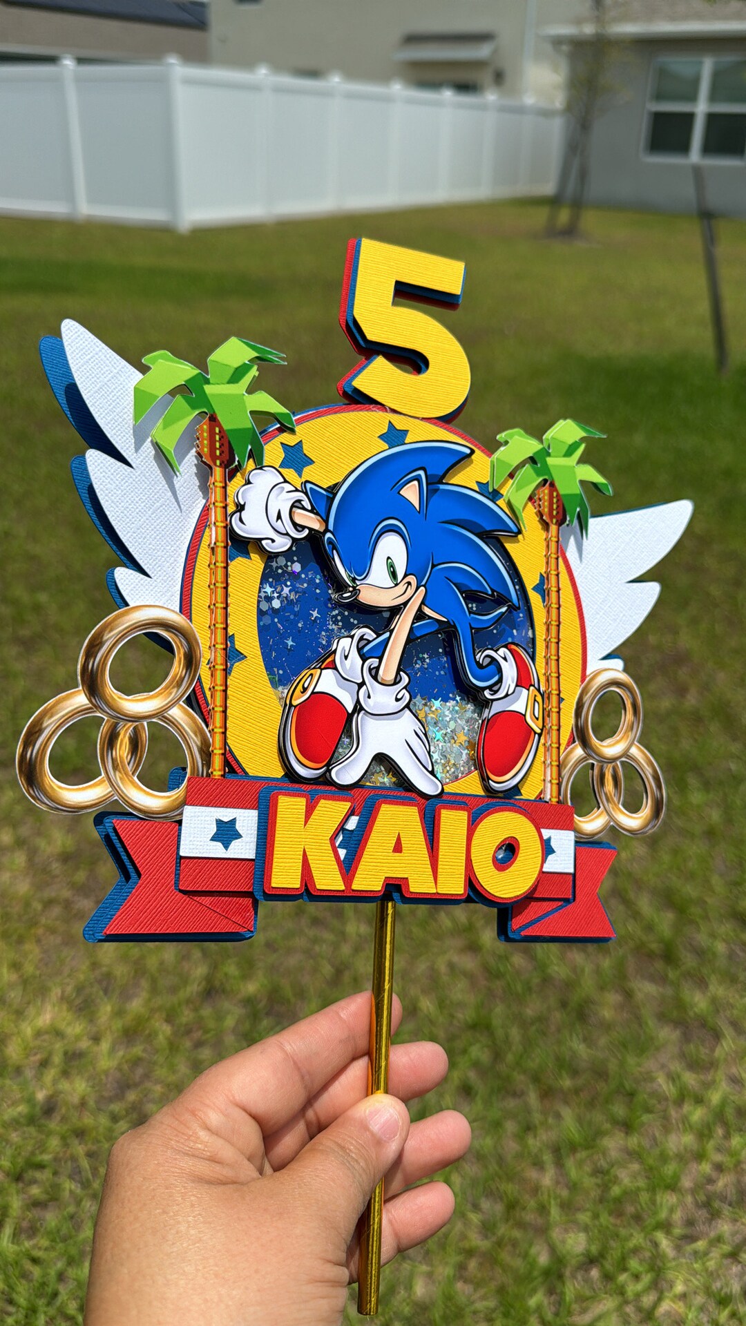 Personalized Sonic The Hedgehog Edible Cake Topper - Rectangle Fondant Icing Sheet For Birthday Cakes (Fits Costco)
