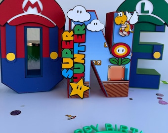Mario 3D letters - Mario party decor - Super Mario baby shower - Super Mario 3D letters