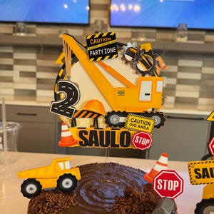 Construction Cake topper Excavator Theme Party Decoration Cake topper Truck Birthday/ Construction Truck Party Construction Decor
