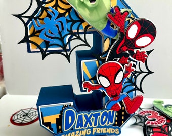 Spidey en zijn geweldige vrienden 3D Letters of cijfers | Spidey-feestdecoraties | Spidey-verjaardag | Spidey-middenstukken