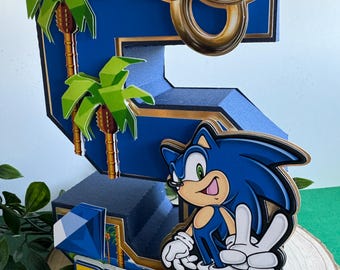 Sonic Birthday 3D Number - Sonic Centerpiece decor - Sonic Party Decor - Sonic 3D decor