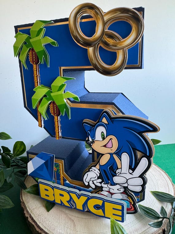 Hedgehog Sonic Birthday 3D Number - Sonic Centerpiece decor - Sonic Party Decor - Sonic 3D decor