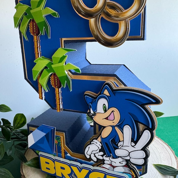 Hedgehog Sonic Birthday 3D Number - Sonic Centerpiece decor - Sonic Party Decor - Sonic 3D decor