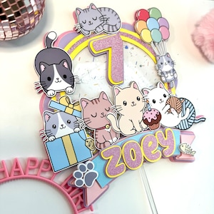 Kitty Theme Cake Topper Custom - Cute Kitty cake topper