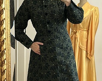 Vintage Padded House Robe, Vintage Dressing gown, Hollywood Boudoir Gown, Step in, Negligee