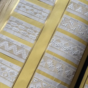 1910s Antique Spanish Lace Trim Sample Album, 19th Century Textile Archive Museum Study Collection