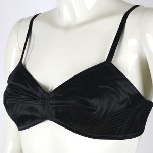1950s Vintage Black Satin Bra , Vintage Satin Bra, Pointed Bustier, Deadstock Bra, NOS, French Brasserie