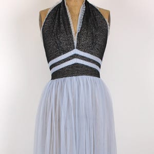 1960&#39;s Vintage Blue and Black Nylon Nightgown, Vintage Boudoir Babydoll, Vintage Nightie, Negligee