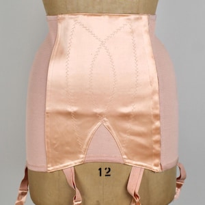 1960-70s Vintage Pink Satin Girdle, Vintage Garter Belt, Suspender Belt, Hosiery Belt, Boudoir Lingerie, Suspenders