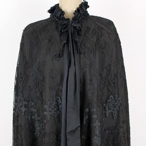 1900s Antique Black Lace Cape, Victorian Mourning Capelet