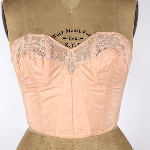 Late 1940&#39;s - Early 1950s Vintage &quot;Rober&quot; Pink Bustier Bra, Strapless Brassiere, Vintage Pointed Bra, Retro Lingerie