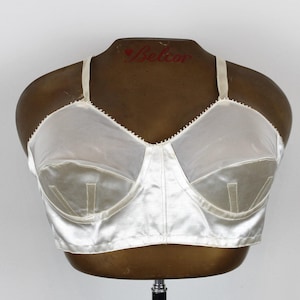Sujetador torpedo de satén blanco o rosa vintage de los años 50, sujetador de bala vintage de DeadStock, sujetador puntiagudo, lencería burlesca, bralette, sujetador