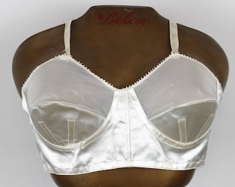 1950's Vintage Pink or White Satin Torpedo Bra, DeadStock Vintage Bullet Bra, Pointed Bra, Burlesque Lingerie, Bralette, Brassiere