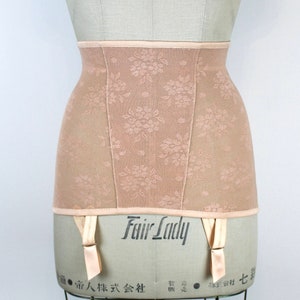 1950s Vintage &quot;Tourbillon&quot; Pink Girdle Skirt, Vintage Garter Belt, Suspender Belt, Hosiery Belt, Boudoir Lingerie, Suspenders