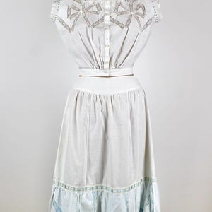 1900s Antique Lingerie Set with Lace Bow Inserts, Cotton Petticoat and Corset Cover, Lace Trim Victorian/Edwardian Lingerie