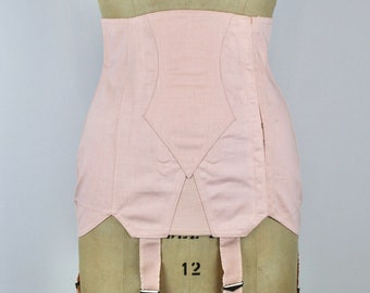Faja de algodón rosa vintage de la década de 1950, cinturón de liga vintage, cinturón de tirantes, cinturón de calcetería, lencería boudoir, tirantes, ropa moldeadora desnuda, material muerto