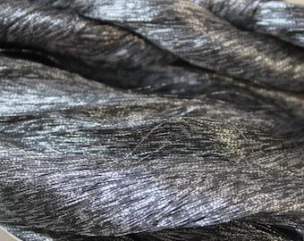 1960s Vintage Japanese Nishijin Kyoto Embroidery Thread, Dark Grey n Silver Metallic Embroidery Thread