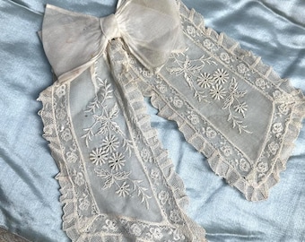 Elección: Jabot o cuello de encaje antiguo, cuello vintage blanco para proyectos de costura, trajes de época, artículos de mercería vintage