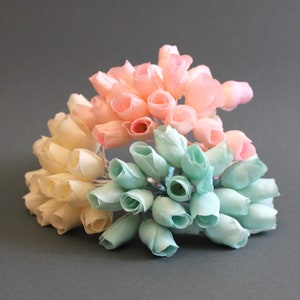 A Bunch of Vintage Millinery Roses, Pink, Blue or White Flowers, Bridal Crown Flowers, for Weddings Hats Crafts Scrapbooking Dolls