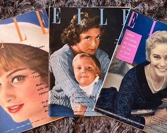 Lot of 3 Vintage 1950s Elle Magazines