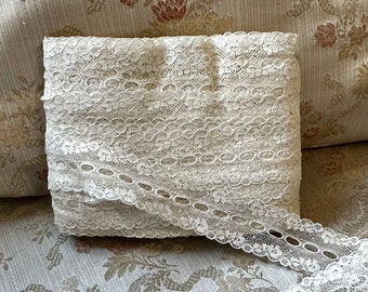 5 METRI di pizzo di cotone bianco vintage, pizzo antico largo 3,5 cm, pizzo per progetti di cucito, costumi d'epoca, merceria vintage