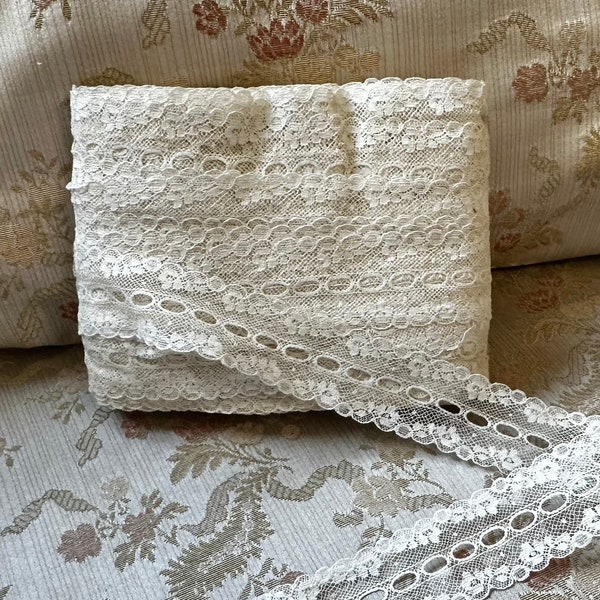 5 METRES Vintage White Cotton Lace, 3,5cm Wide Antique Lace, Lace for Sewing Projects, Period Costumes, Vintage Haberdashery
