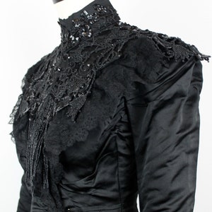 Robe antique noire des années 1900, costume de marche victorien, corsage + jupe, robe à manches bouffantes antique, robe de deuil antique