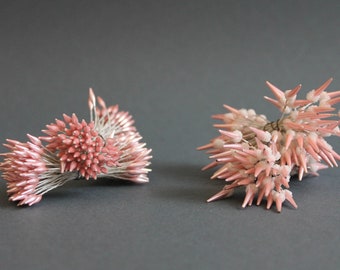 Pink Vintage Millinery Pistils, Pink or Blue Stamens, Vintage Flower Stamen , Bridal Crown Flowers, for Weddings Hats Crafts Scrapbooking