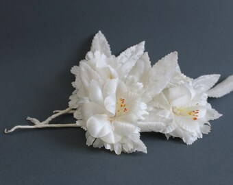 1970s Vintage Millinery Flowers, Pink, Blue or White Velvet Flowers, for Weddings Hats Crafts Scrapbooking Dolls