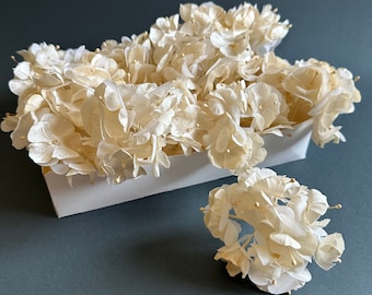A Bunch of White Vintage Millinery Hydrangea Flowers, Bridal Crown Flowers, for Weddings Hats Crafts Scrapbooking Dolls, 1960s Vintage