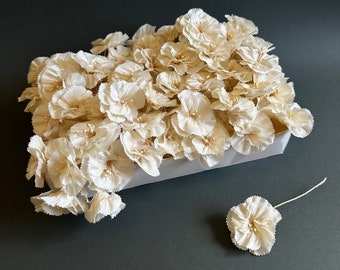 Lot of 10 White Millinery Flowers, Bridal Crown Flowers, for Weddings Hats Crafts Scrapbooking Dolls, 1960s Vintage