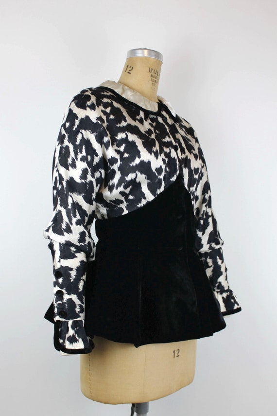 Stunning 80s Vintage Silk and Velvet Peplum Skirt… - image 4