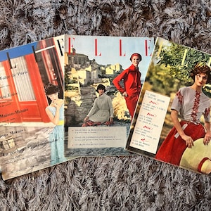 Lot of 3, 1957 Elle Vintage Magazine, 1950s Vintage Fashion Magazine (France), Vintage French Magazine, Magazine Wall Art