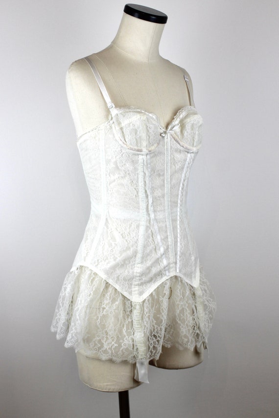 1960s Vintage "Star" French Bustier Body, White V… - image 3