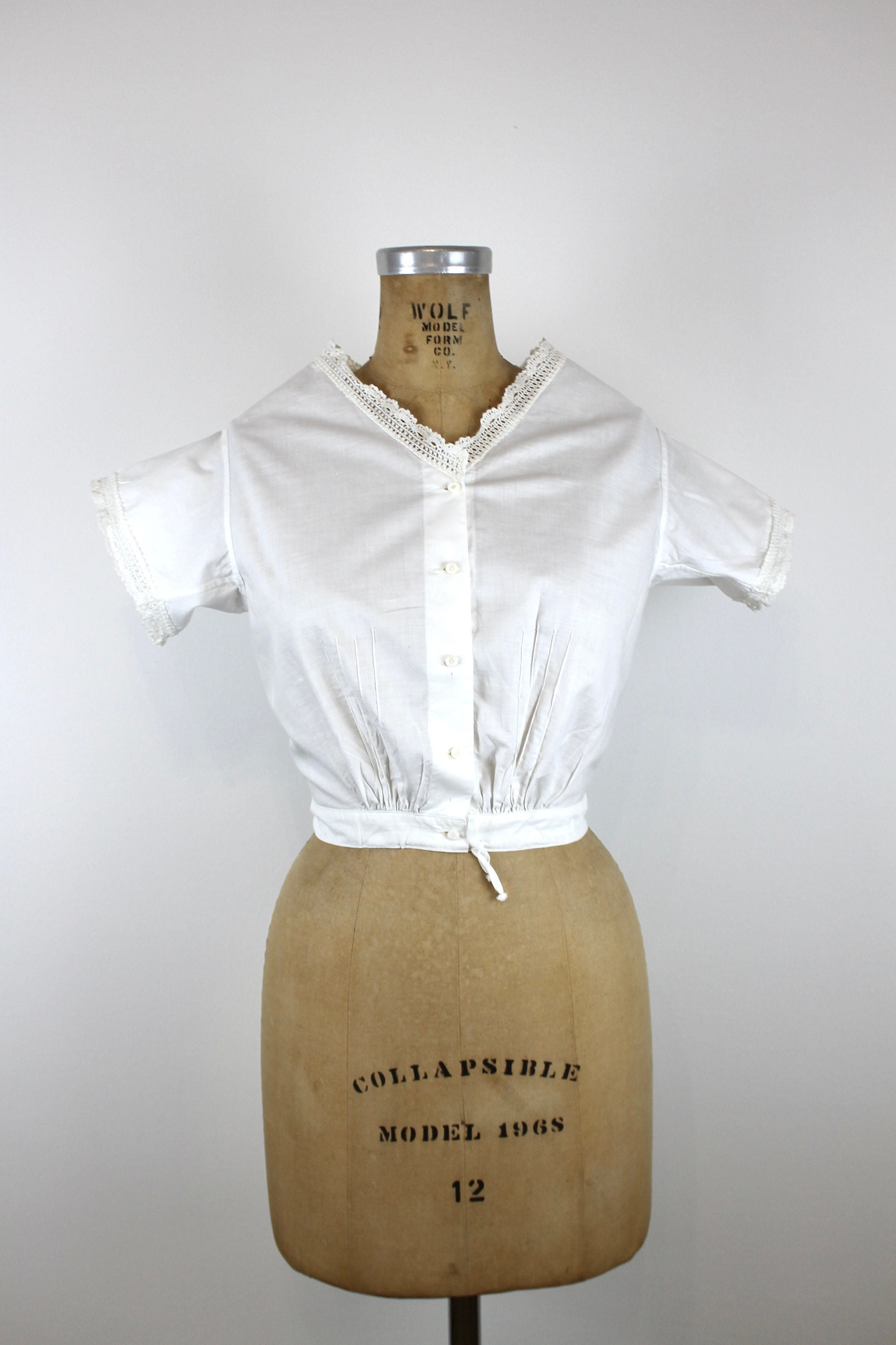 Antique Corset Cover with Short Sleeves, Edwardian Camisole, Antique White Lace Top, 1910s Bralette