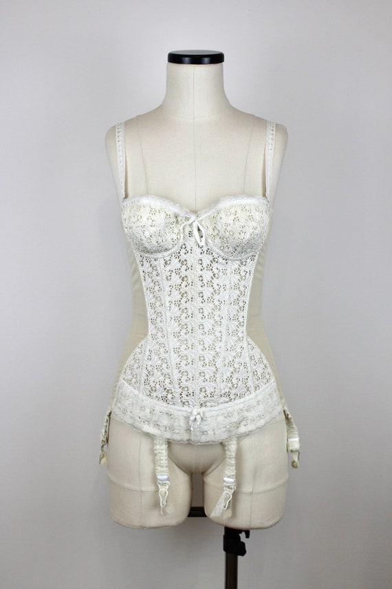 1950s Vintage Italian Bustier "Olimpia", White Vin